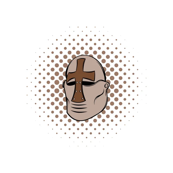 Crusader casque de chevalier bande dessinée icône — Image vectorielle