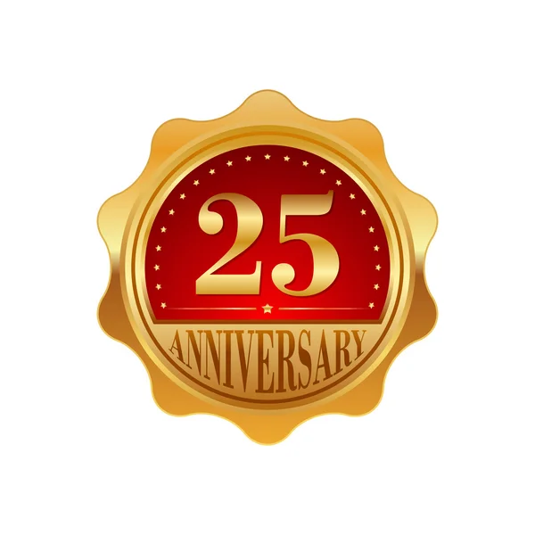 25 ans label d'or anniversaire — Image vectorielle