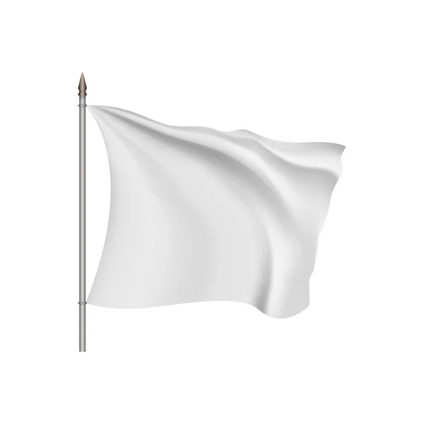 Bandera blanca ondeando en el viento — Vector de stock