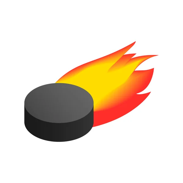 Puck con icona isometrica a fiamma — Vettoriale Stock