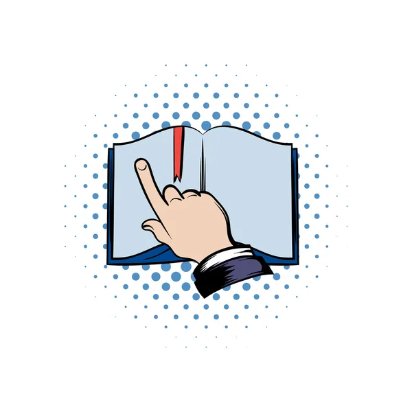 Öppen bok med finger ikon — Stock vektor