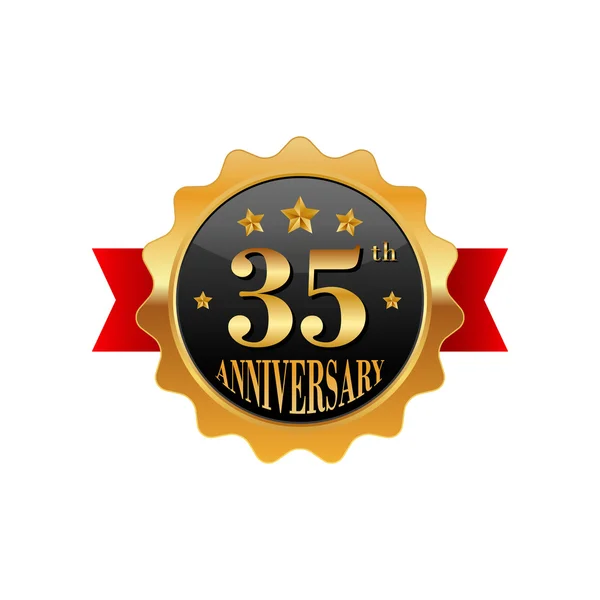 35 years anniversary golden label — Stock Vector