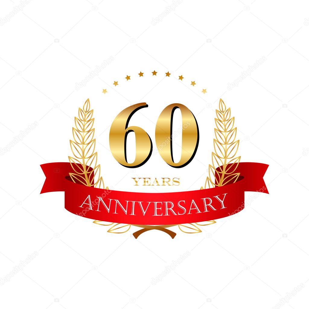 60 years anniversary golden label with ribbons Stock Vector Image by ...