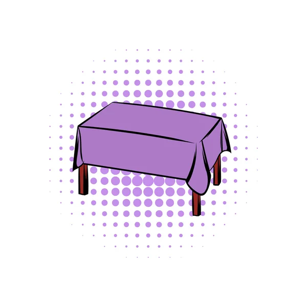 Tabel dengan ikon komik tablecloth - Stok Vektor