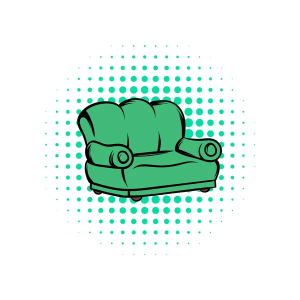 Icono de cómic sofá verde — Vector de stock