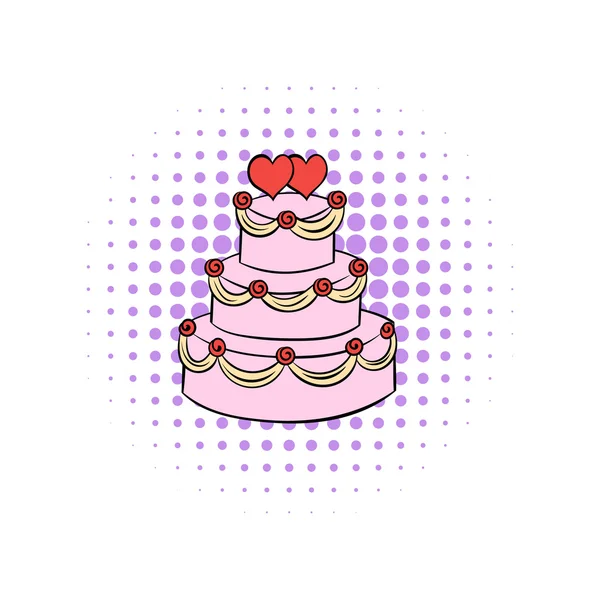 Ícone de quadrinhos bolo de casamento —  Vetores de Stock