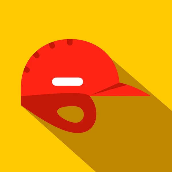 Červenou baseballovou helmu plochý ikona — Stockový vektor