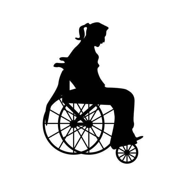 Homme ou femme en fauteuil roulant silhouette — Image vectorielle