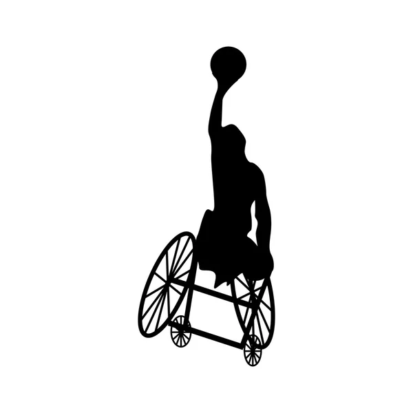Hombre o mujer en silueta de silla de ruedas — Archivo Imágenes Vectoriales