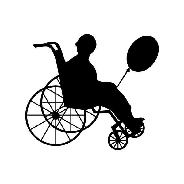 Muž nebo žena ve vozíku silueta — Stockový vektor
