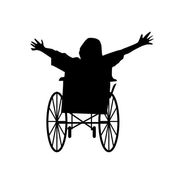 Man or woman in wheelchair silhouette — Stock Vector