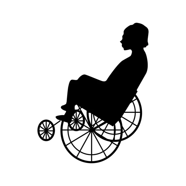 Homme ou femme en fauteuil roulant silhouette — Image vectorielle