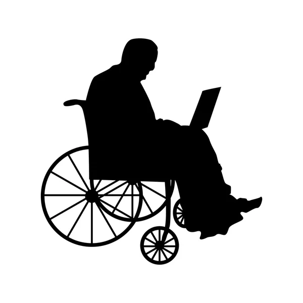 Homme ou femme en fauteuil roulant silhouette — Image vectorielle