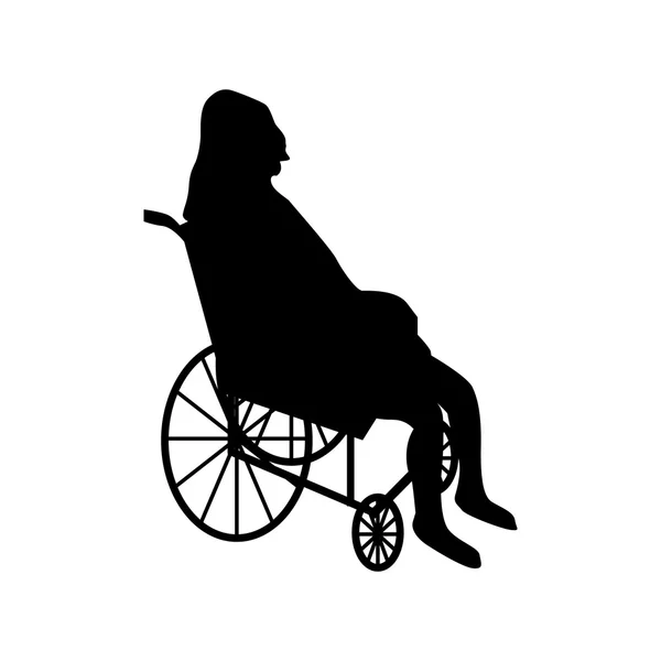 Homme ou femme en fauteuil roulant silhouette — Image vectorielle