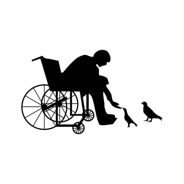 Homem ou mulher em silhueta de cadeira de rodas —  Vetores de Stock
