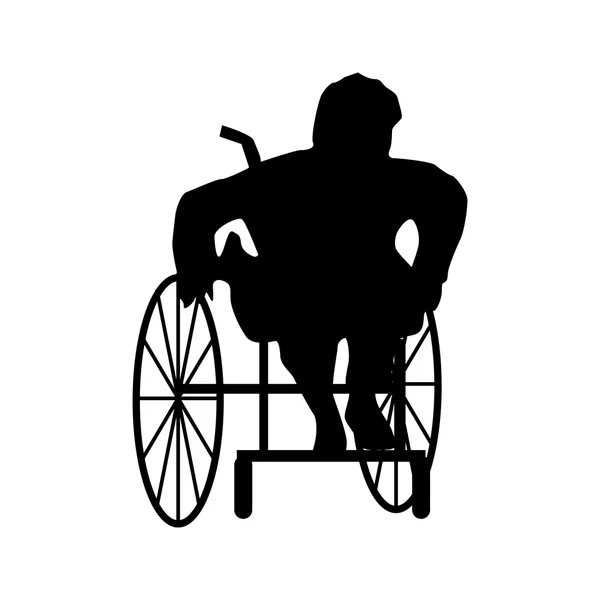 Homme ou femme en fauteuil roulant silhouette — Image vectorielle