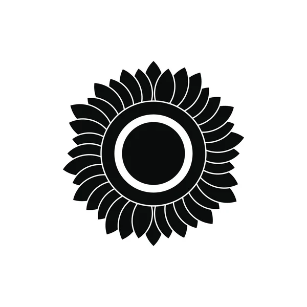 Sonnenblume schwarz einfaches Symbol — Stockvektor