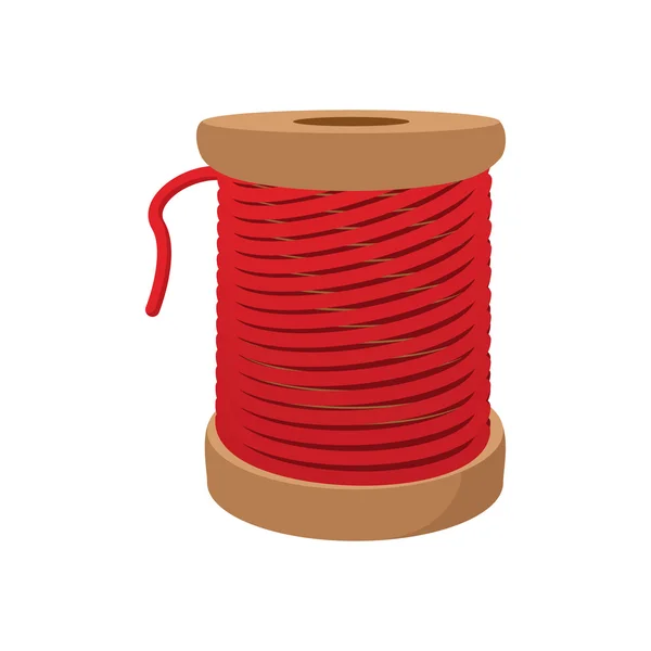 Spool of red thread for sewing cartoon icon — Stock Vector