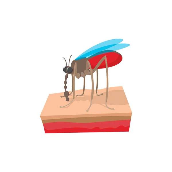 Mosquito sur la peau icône de dessin animé — Image vectorielle