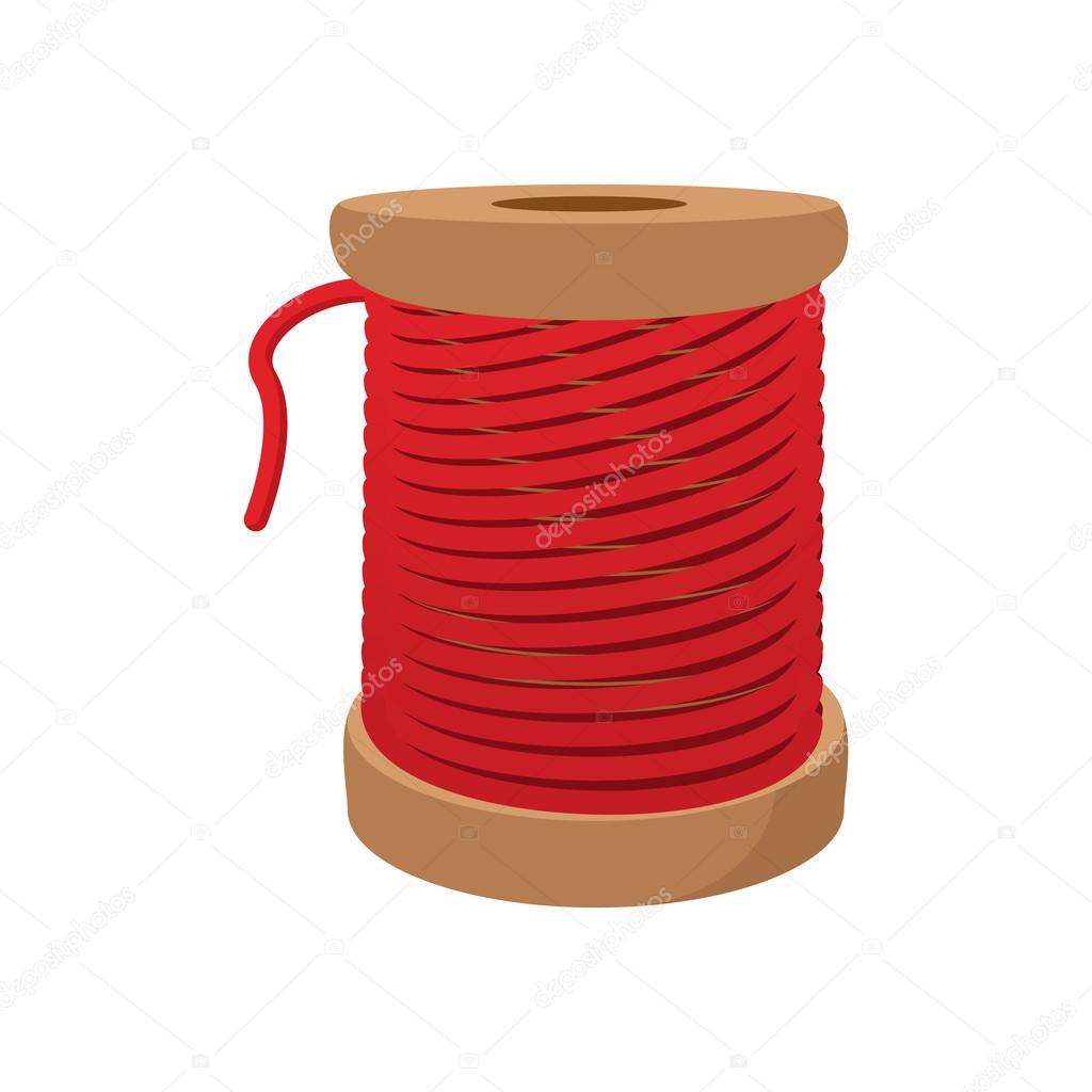 Vector illustration of a spool of orange thread and a sewing