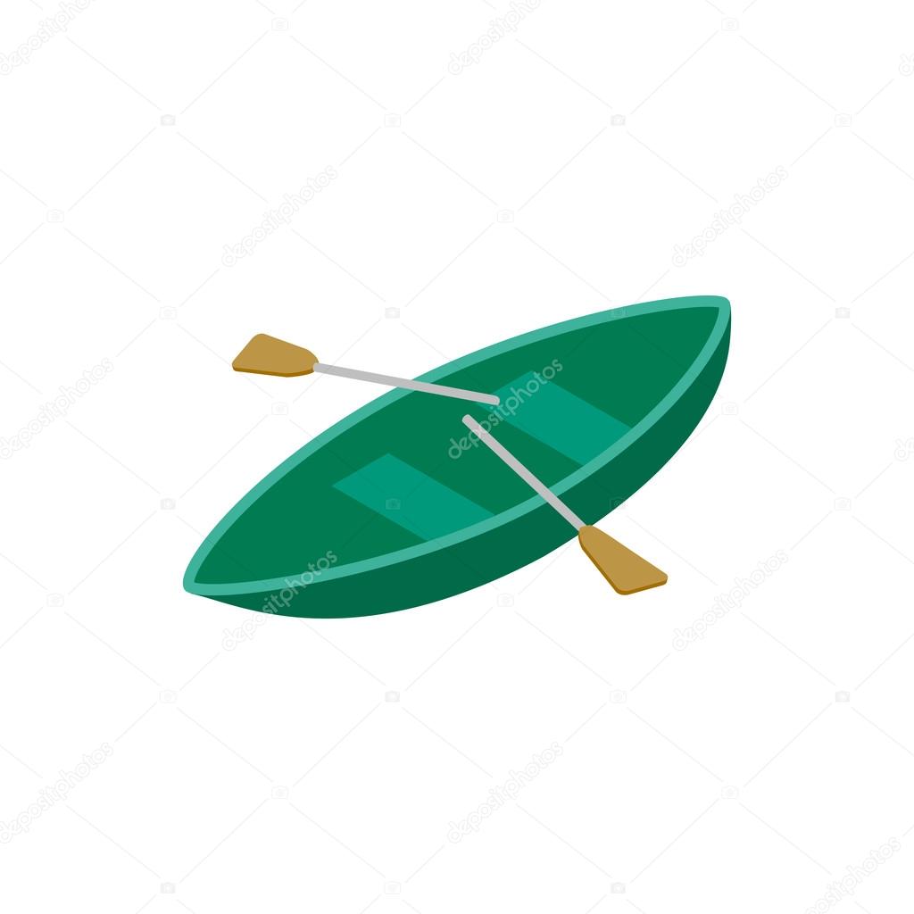 Boat with paddles isometric 3d icon