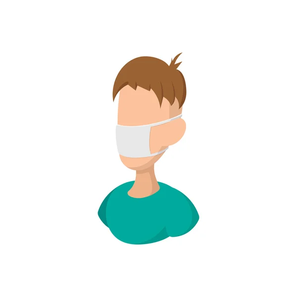 Tıbbi maske çizgi film simgesi giyen adam — Stok Vektör