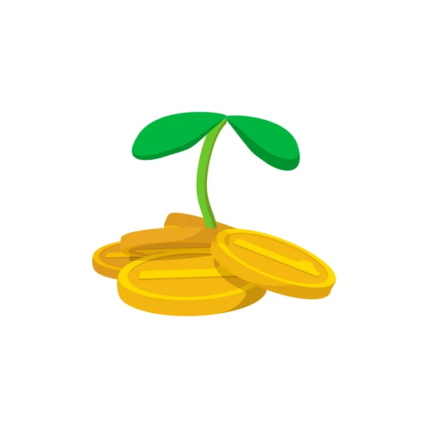 Planta y monedas icono de dibujos animados — Vector de stock