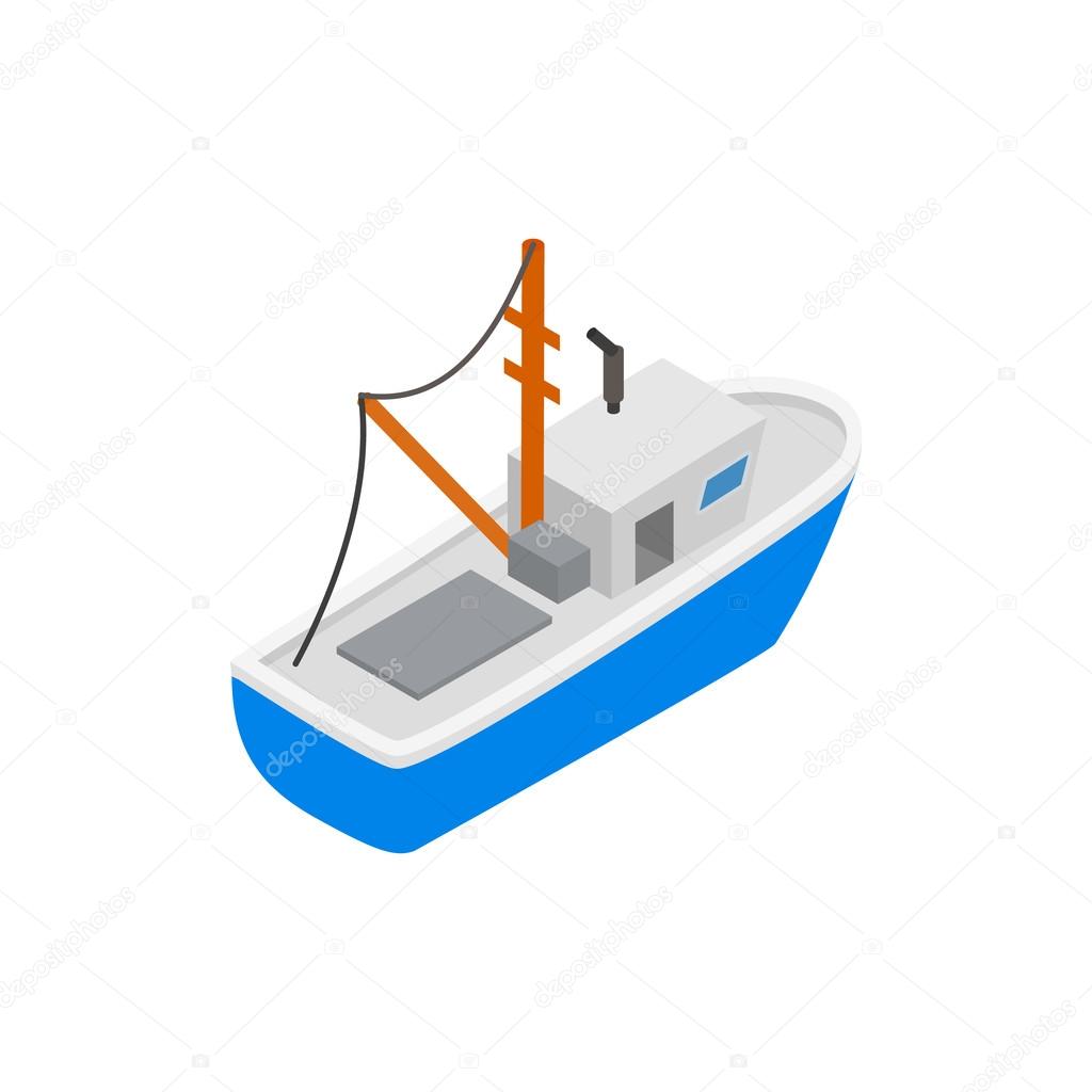 Fishing boat isometric 3d icon