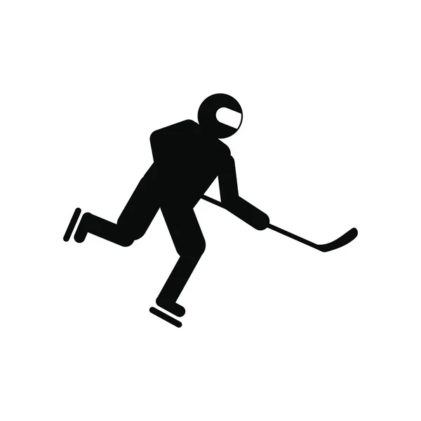 Черная икона хоккеиста — стоковый вектор
