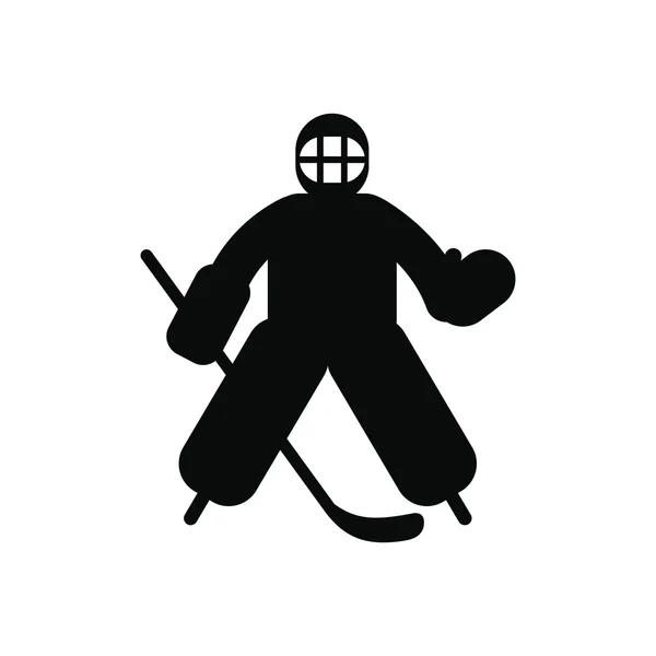 Hockey goalkeeper black simple icon — Stock Vector