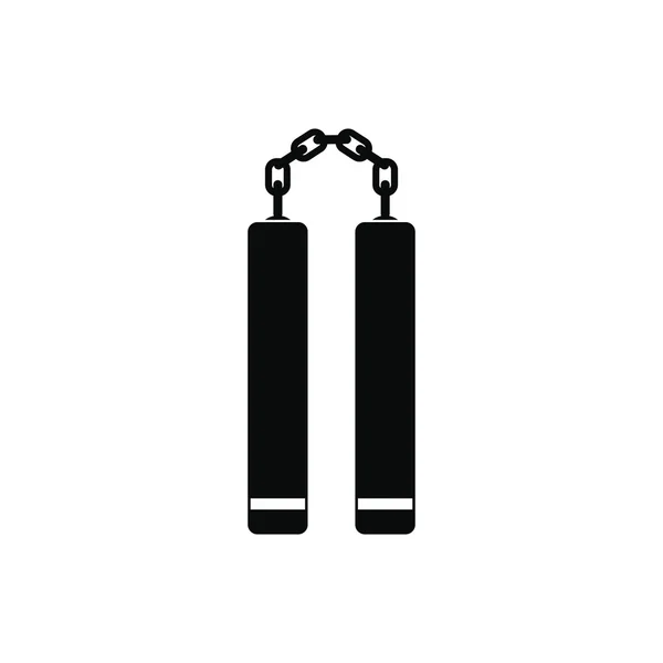 Nunchaku arma nera semplice icona — Vettoriale Stock