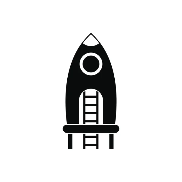 Rocket with stairs on a playground icon — Stock Vector