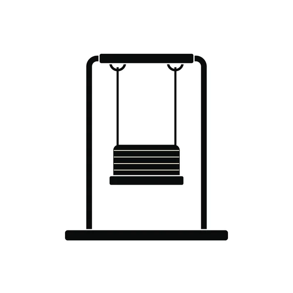 Parque infantil swing negro icono simple — Vector de stock