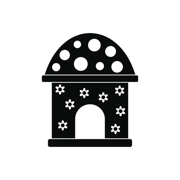 Giocattolo casa nero semplice icona — Vettoriale Stock
