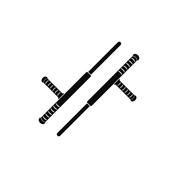 Tonfa wapen zwarte eenvoudige pictogram — Stockvector