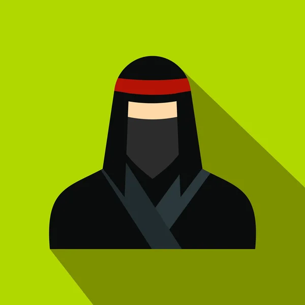 Kvinnlig ninja i en svart mask platt ikon — Stock vektor