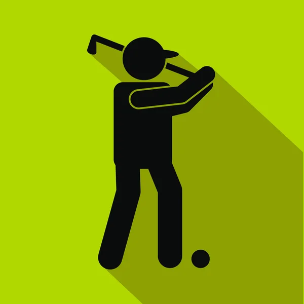 Silhouette de golfeur icône plate — Image vectorielle