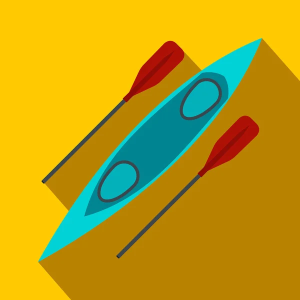 Icône plate en kayak et aviron — Image vectorielle
