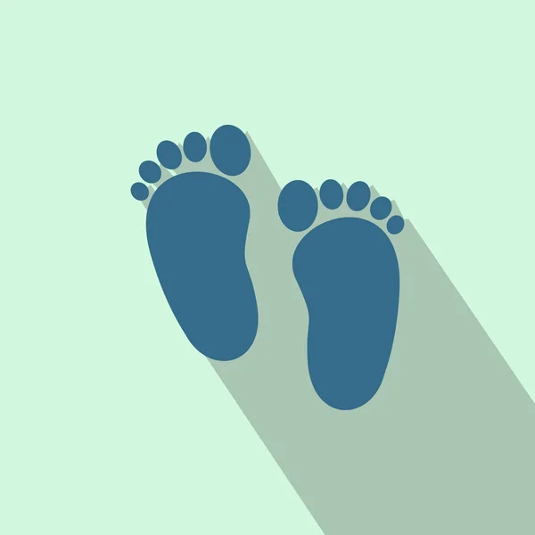 Baby footprints flat icon — Stock Vector