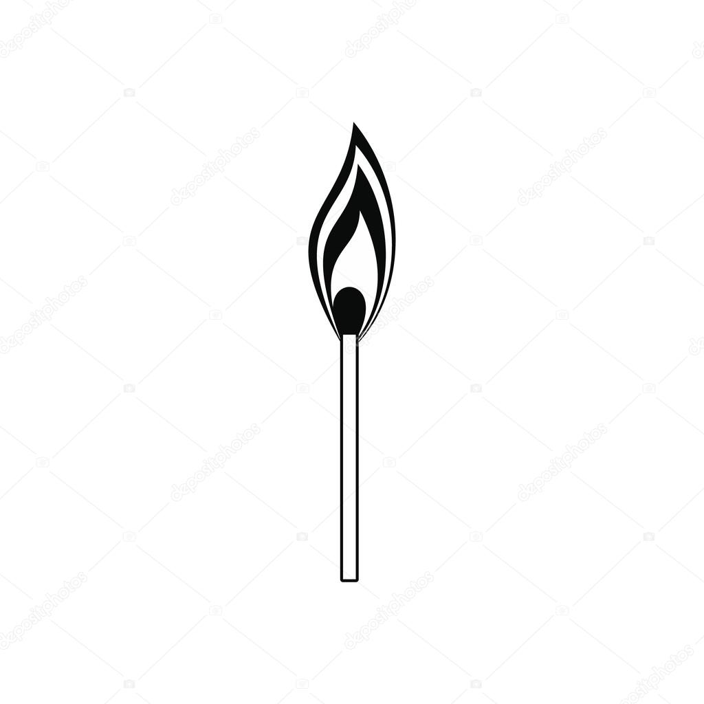 Burning match black simple icon