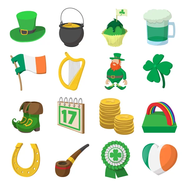 Icônes de dessin animé de la Saint Patrick Day — Image vectorielle