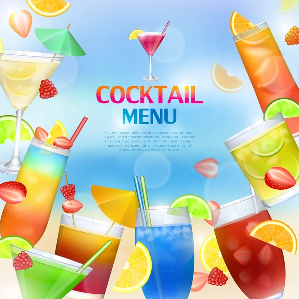 Cocktails menu concept — Stockvector