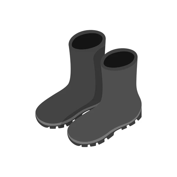 Bottes en caoutchouc noir isométrique icône 3d — Image vectorielle