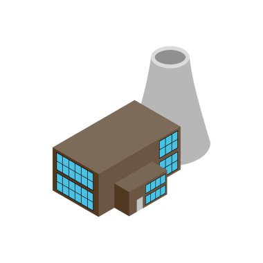 Nuclear power plant 3d isometric icon clipart