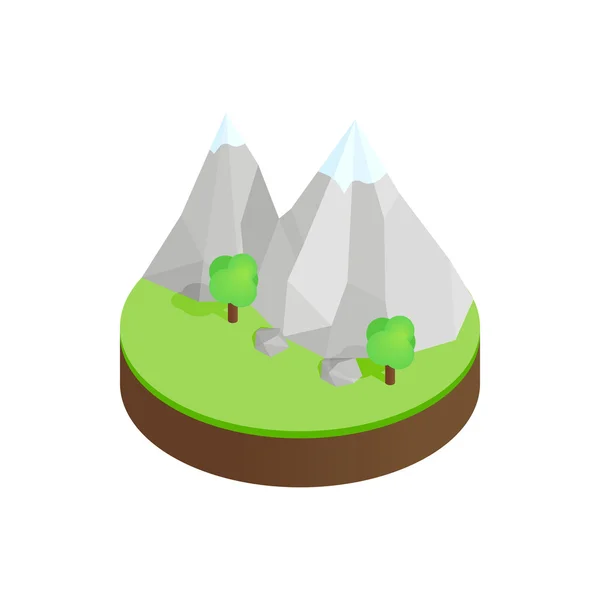 Mountains in the snow in green valley icon — Stock Vector