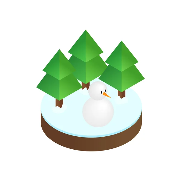 Firs en bosque de invierno ícono isométrico 3d — Vector de stock