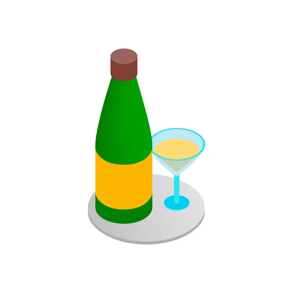 Champanhe e vidro ícone isométrico 3d —  Vetores de Stock