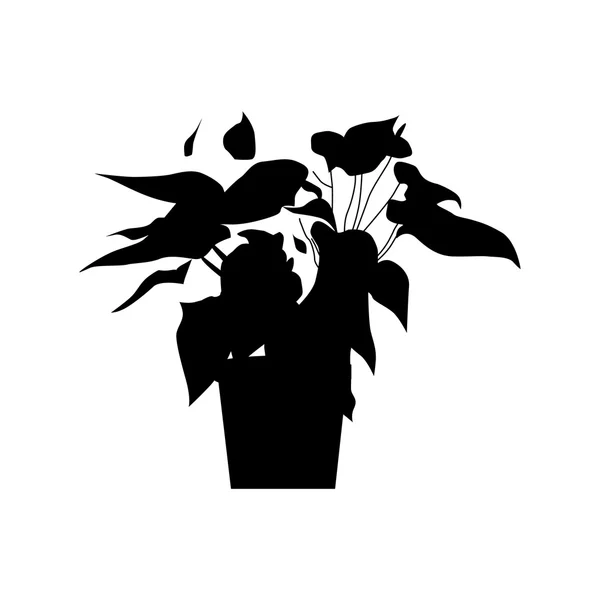 Silhouette de plantes en pot — Image vectorielle