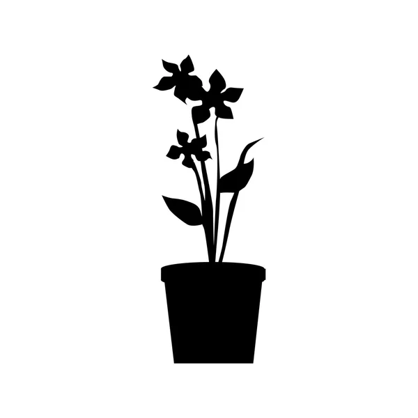 Silueta de plantas en maceta — Vector de stock