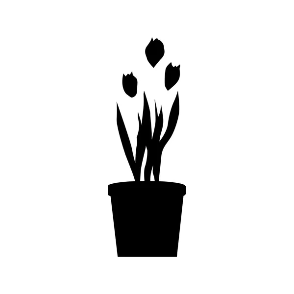 Silhouette de plantes en pot — Image vectorielle